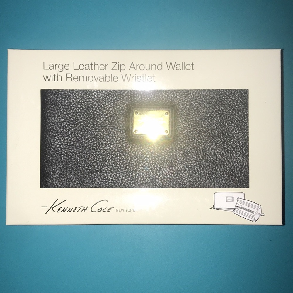 Kenneth Cole zip wallet wristlet leather NWT